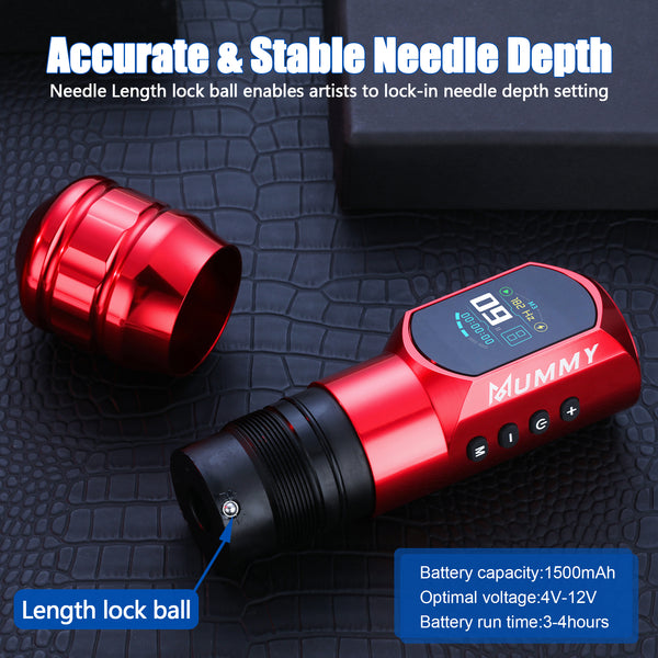 Mummy Wireless Tattoo Pen Machine Direct Drive Transmission (Red Color)