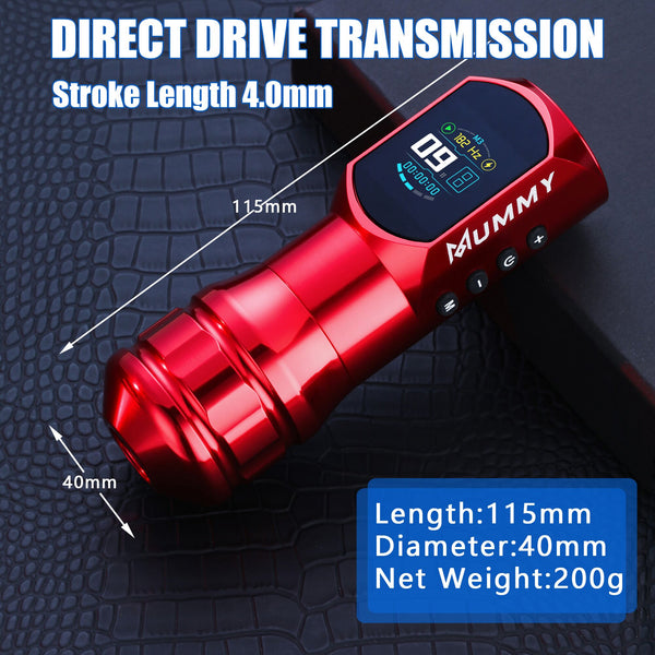 Mummy Wireless Tattoo Pen Machine Direct Drive Transmission (Red Color)