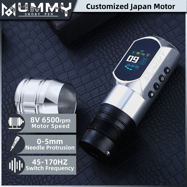 Mummy Wireless Tattoo Pen Machine Direct Drive Transmission (Silver Color)