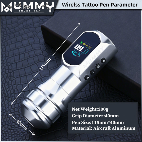 Mummy Wireless Tattoo Pen Machine Direct Drive Transmission (Silver Color)