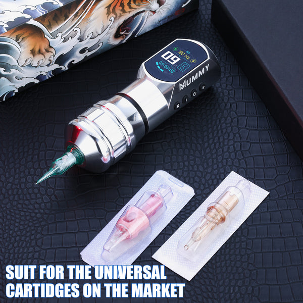 Mummy Wireless Tattoo Pen Machine Direct Drive Transmission (Silver Color)