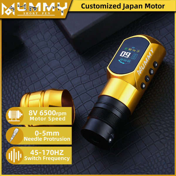 Mummy Wireless Tattoo Pen Machine Direct Drive Transmission (Gold Color)