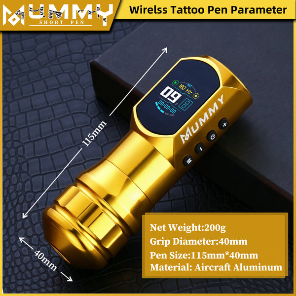 Mummy Wireless Tattoo Pen Machine Direct Drive Transmission (Gold Color)