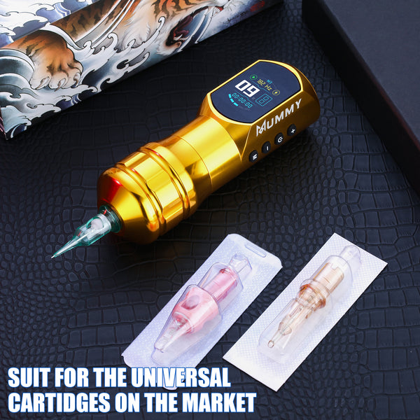 Mummy Wireless Tattoo Pen Machine Direct Drive Transmission (Gold Color)