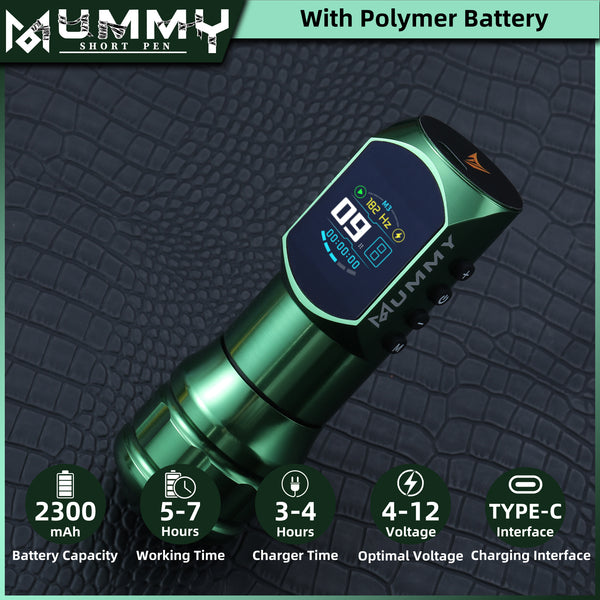 Mummy Wireless Tattoo Pen Machine Direct Drive Transmission (Green Color)