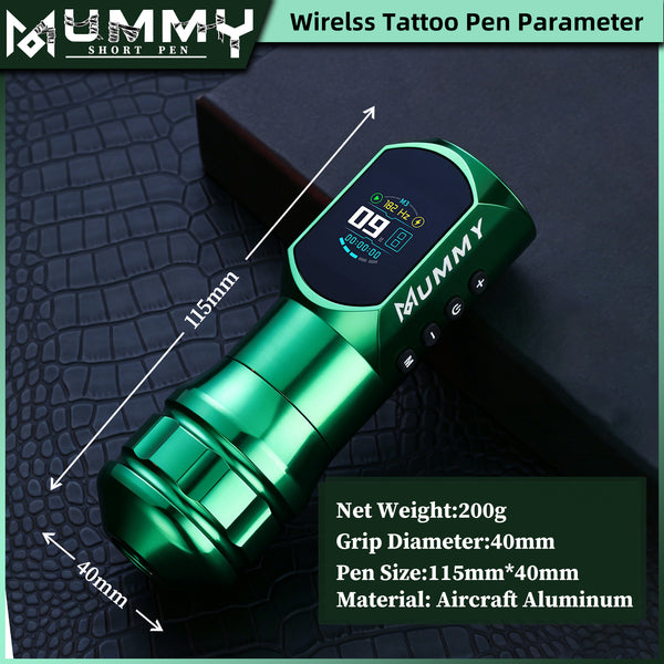 Mummy Wireless Tattoo Pen Machine Direct Drive Transmission (Green Color)