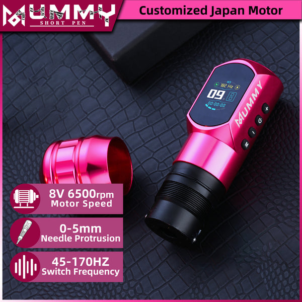 Mummy Wireless Tattoo Pen Machine Direct Drive Transmission (Pink Color)