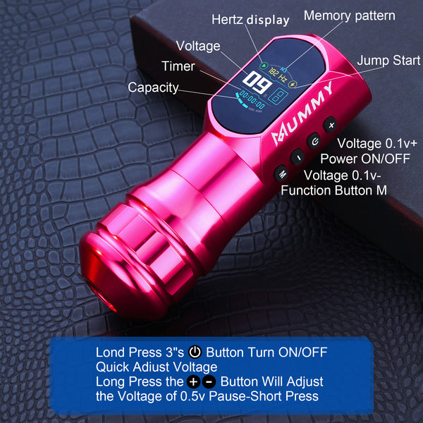 Mummy Wireless Tattoo Pen Machine Direct Drive Transmission (Pink Color)