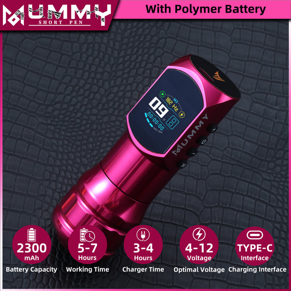 Mummy Wireless Tattoo Pen Machine Direct Drive Transmission (Pink Color)
