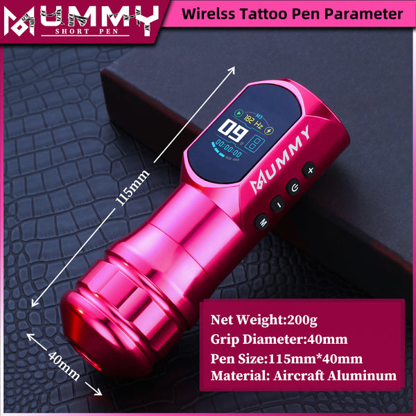 Mummy Wireless Tattoo Pen Machine Direct Drive Transmission (Pink Color)