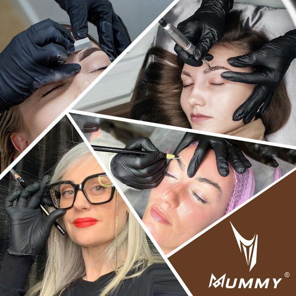 Mummy Black Textured Nitrile Tattoo Gloves 4 Mil