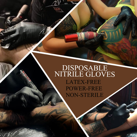 Translation missing: en.Mummy Black Textured Nitrile Tattoo Gloves 4 Mil