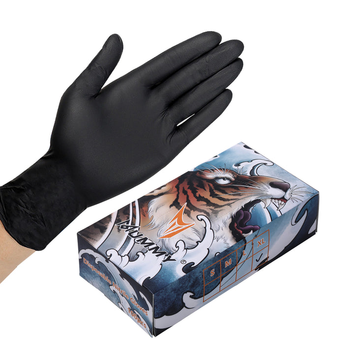 Translation missing: en.Mummy Black Textured Nitrile Tattoo Gloves 4 Mil