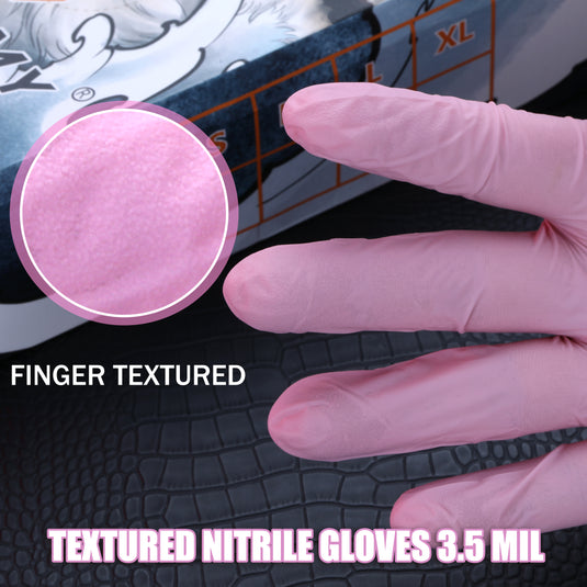 Translation missing: en.Mummy Pink Textured Nitrile Tattoo Gloves 3.5 Mil