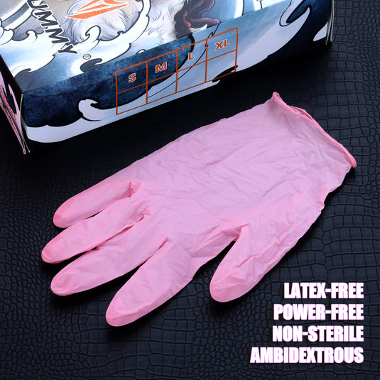 Translation missing: en.Mummy Pink Textured Nitrile Tattoo Gloves 3.5 Mil