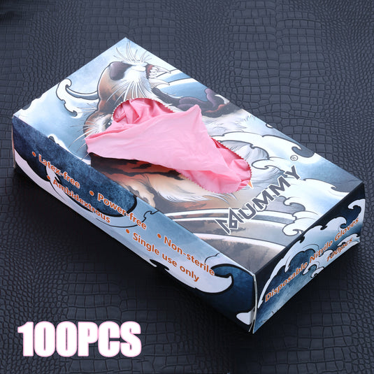 Translation missing: en.Mummy Pink Textured Nitrile Tattoo Gloves 3.5 Mil