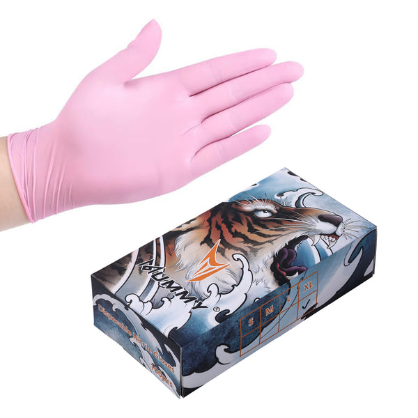 Mummy Pink Textured Nitrile Tattoo Gloves 3.5 Mil