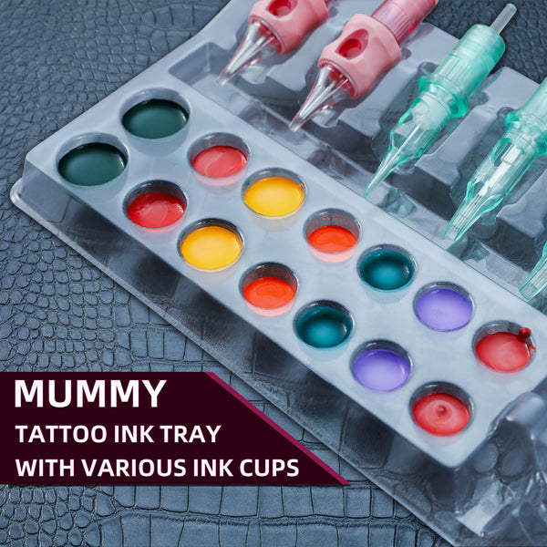 Mummy 20pcs Disposable Tattoo Cartridges Tray Tattoo Ink Cup Holder For Cleaning