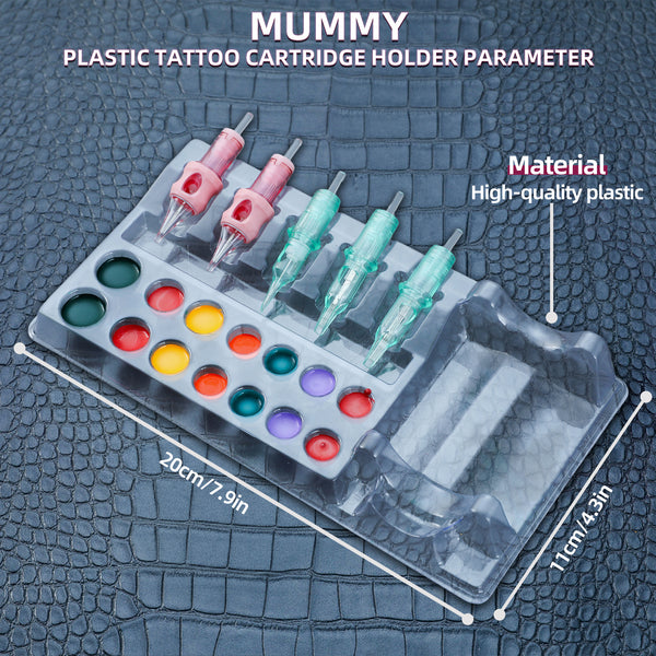 Mummy 20pcs Disposable Tattoo Cartridges Tray Tattoo Ink Cup Holder For Cleaning