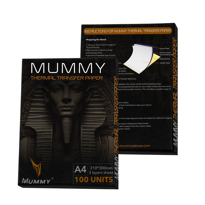 Translation missing: en.Mummy 100 Sheets Tattoo Transfer Paper A4 Size Premium Thermal Copier Template Paper 4-Layer for Beginners and Artist Tattoo Supplies
