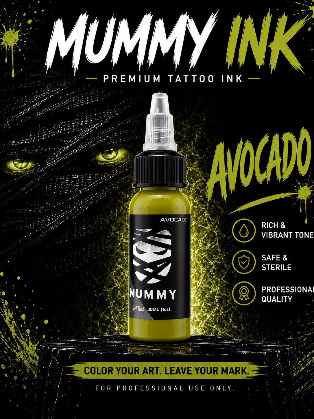 Translation missing: es.Mummy Tattoo Ink, 1oz Professional Pigment for Body Art(Avocado)