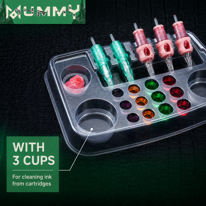 Translation missing: de.Mummy 20pcs Disposable Transparent Tattoo Ink Tray Needle Holder Rack