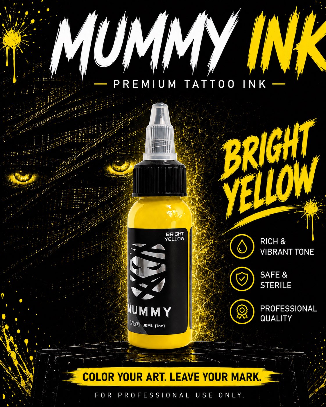 Translation missing: es.Mummy Tattoo Ink, 1oz Professional Pigment for Body Art(Bright Yellow)