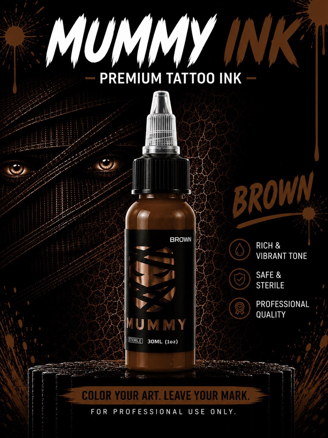 Translation missing: es.Mummy Tattoo Ink, 1oz Professional Pigment for Body Art(Brown)