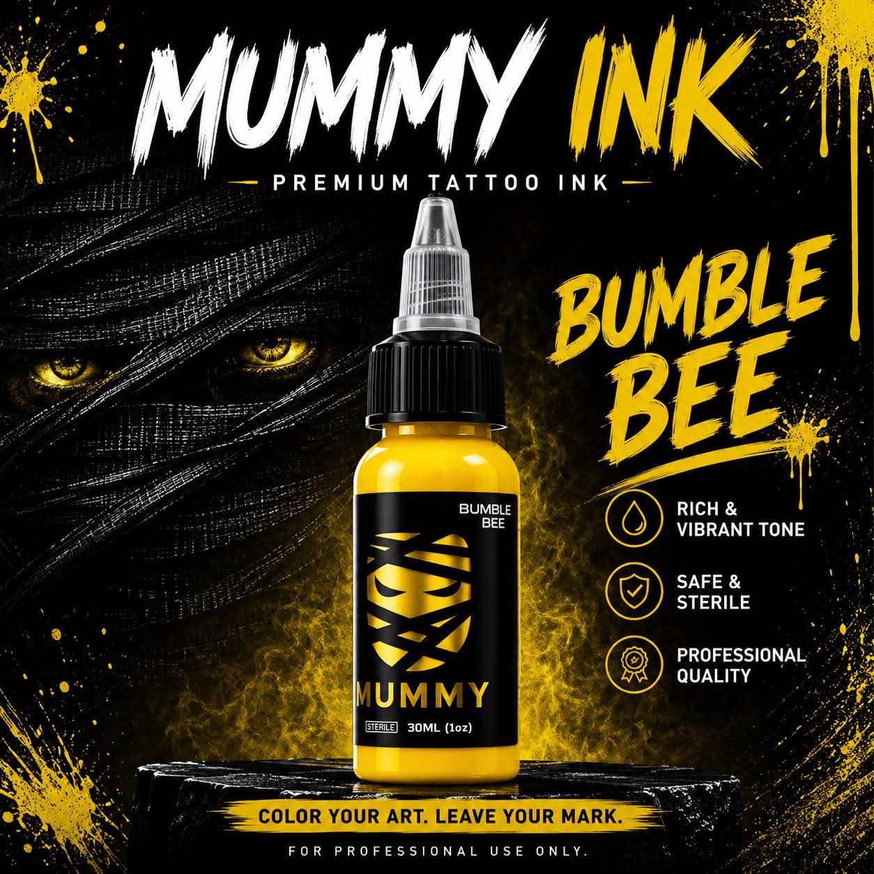 Translation missing: es.Mummy Tattoo Ink, 1oz Professional Pigment for Body Art(Bumble Bee)