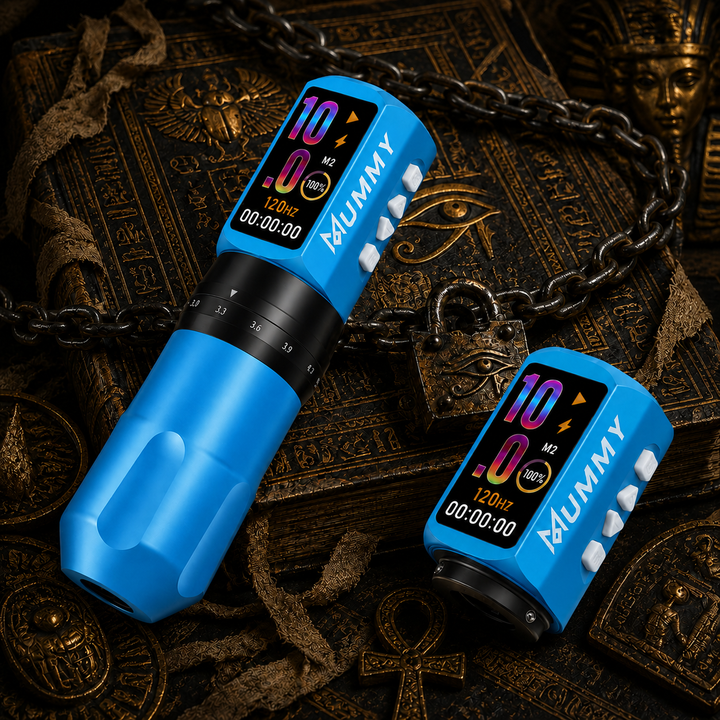 Translation missing: en.Mummy Tattoo Machine Pen with Adjustable 7 Strokes(Dual Battery)-blue