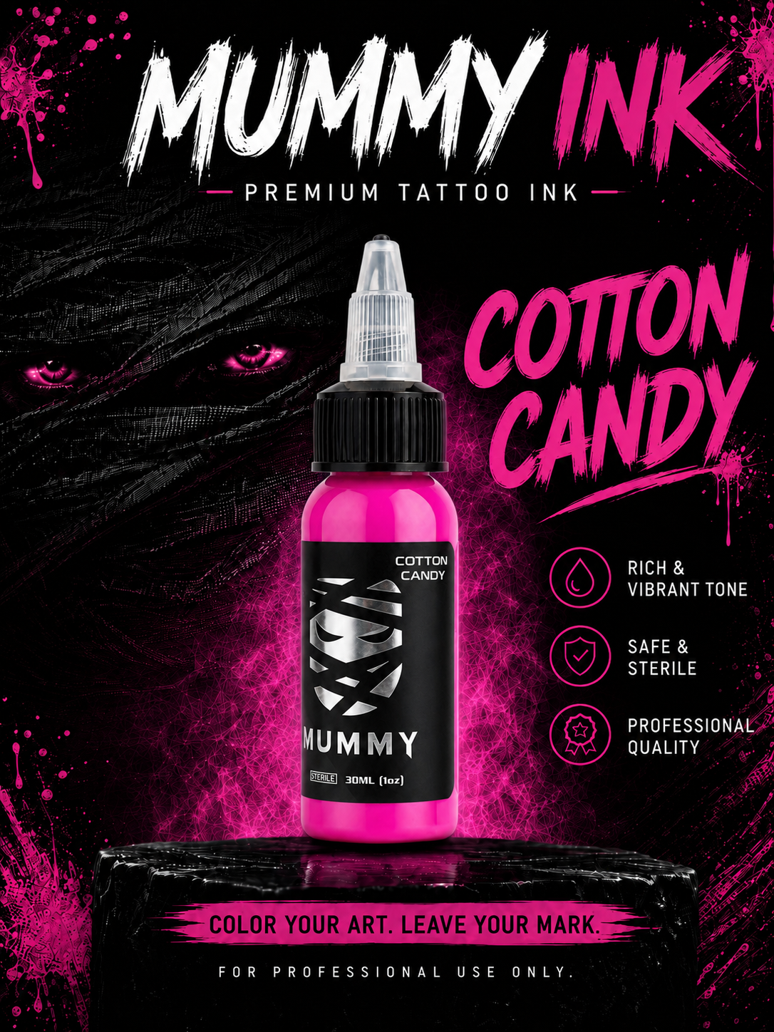 Translation missing: es.Mummy Tattoo Ink, 1oz Professional Pigment for Body Art(Cotton Candy)
