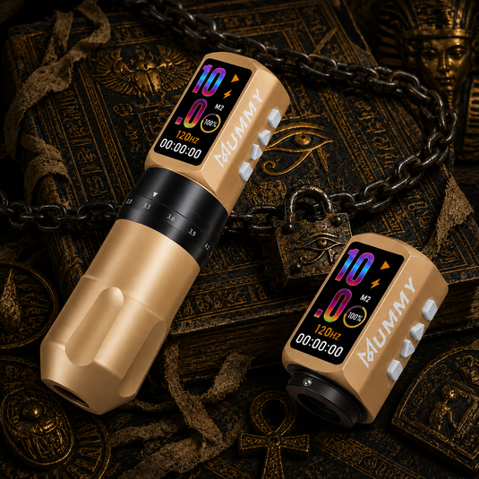 Translation missing: en.Mummy Tattoo Machine Pen with Adjustable 7 Strokes(Dual Battery)-gold