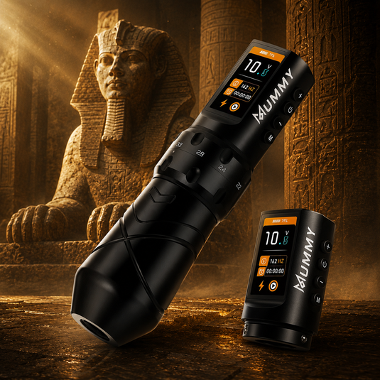 Translation missing: en.Mummy Sphinx Wireless Tattoo Machine Adjustable Stroke Length 2.2-4.2mm Replaceable Battery Tattoo Pen Color Screen Display