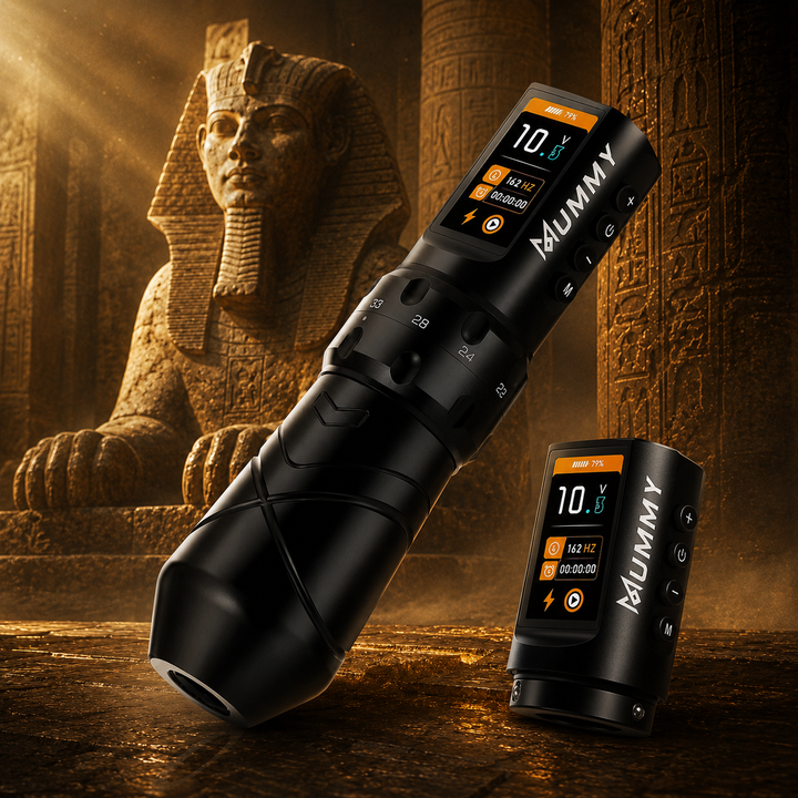 Translation missing: en.Mummy Sphinx Wireless Tattoo Machine Adjustable Stroke Length 2.2-4.2mm Replaceable Battery Tattoo Pen Color Screen Display