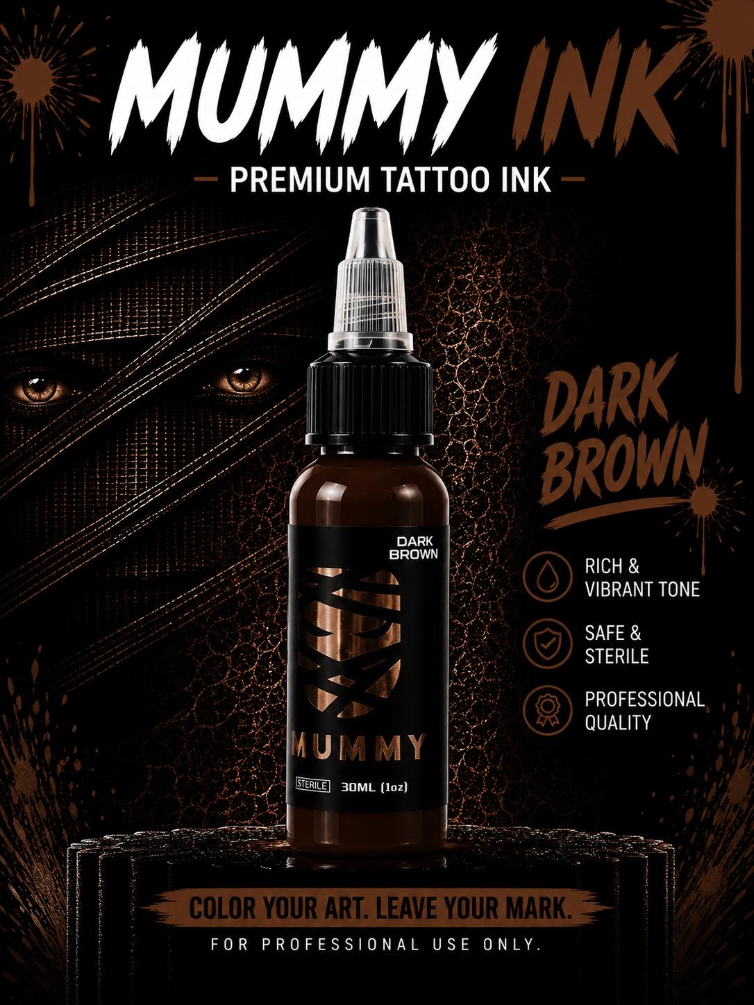 Translation missing: es.Mummy Tattoo Ink, 1oz Professional Pigment for Body Art(Dark Brown)