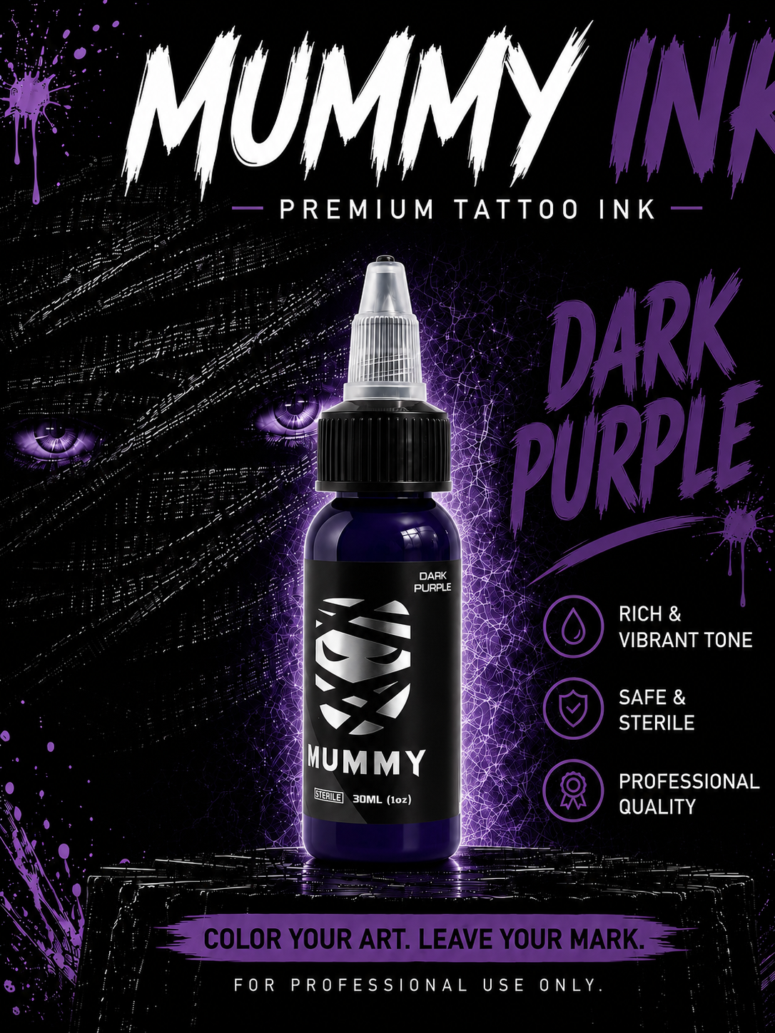 Translation missing: en.Mummy Tattoo Ink, 1oz Professional Pigment for Body Art(Dark Purple)