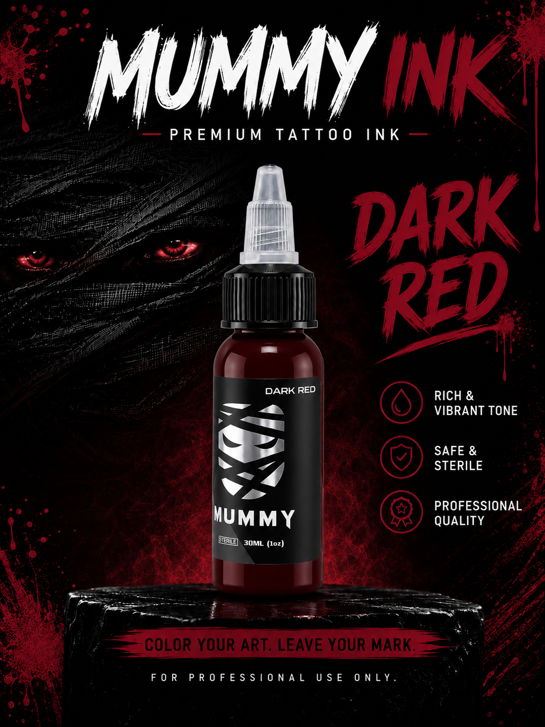 Translation missing: en.Mummy Tattoo Ink, 1oz Professional Pigment for Body Art(Dark Red)