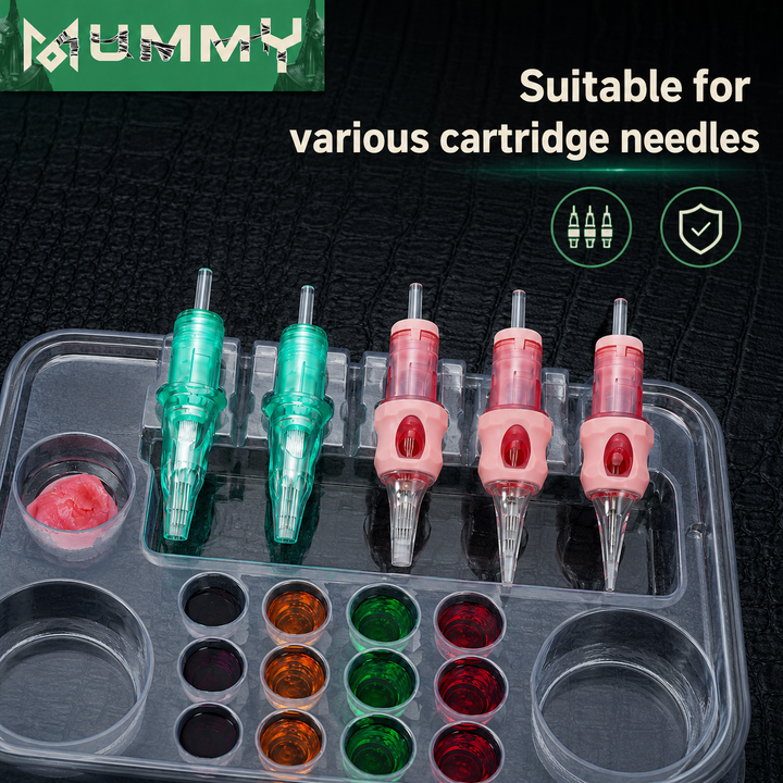Translation missing: de.Mummy 20pcs Disposable Transparent Tattoo Ink Tray Needle Holder Rack
