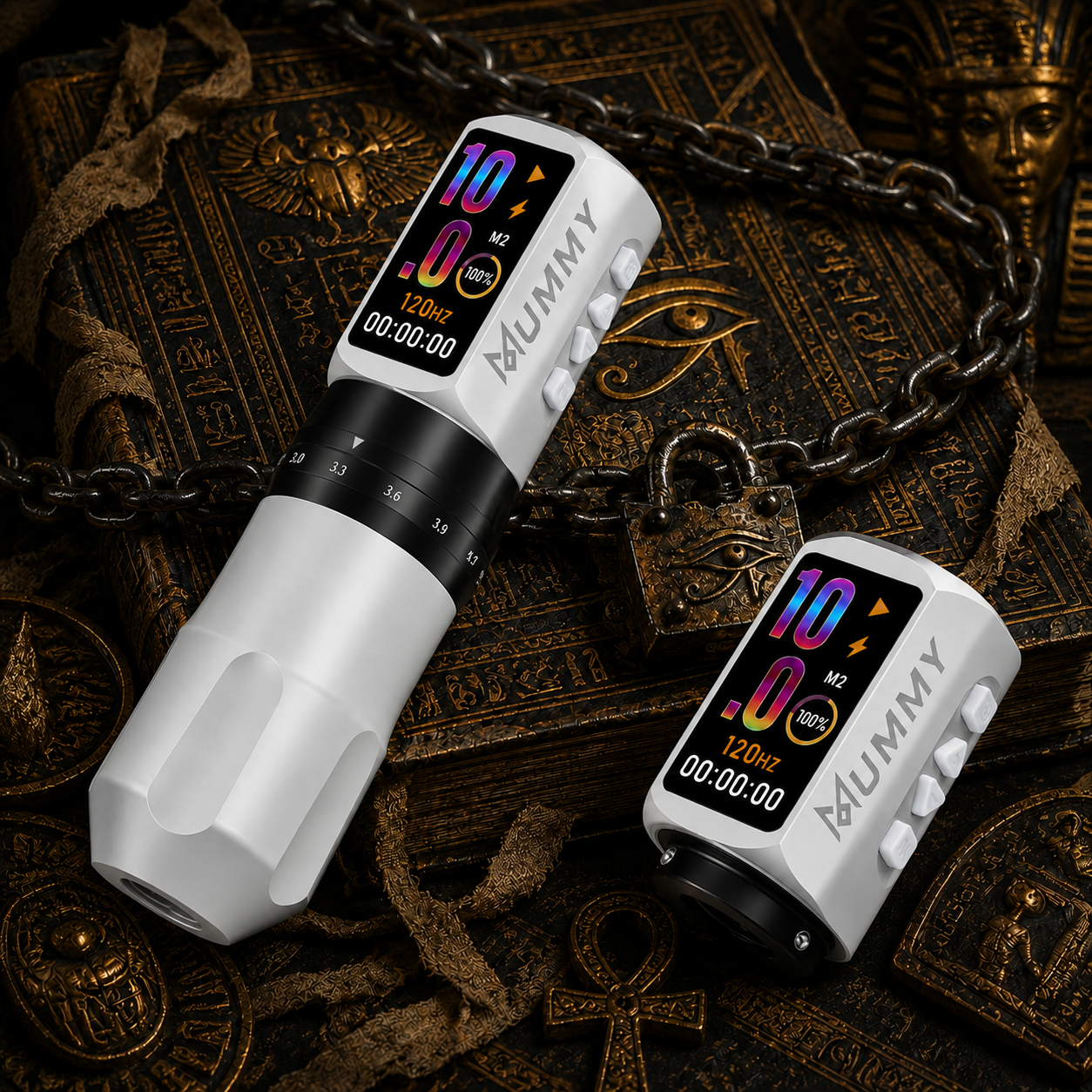 Translation missing: en.Mummy Tattoo Machine Pen with Adjustable 7 Strokes(Dual Battery)-silver
