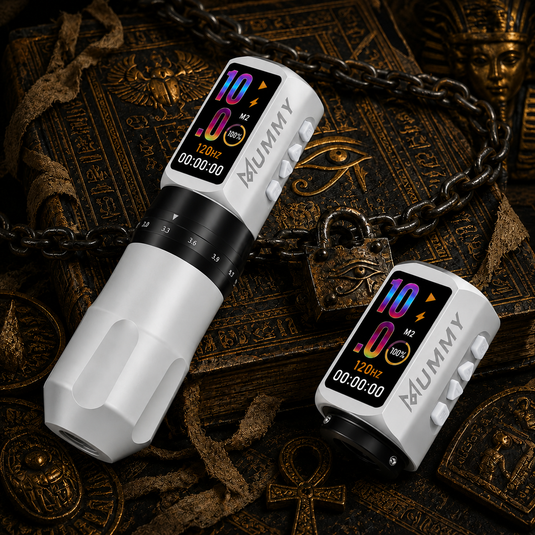 Translation missing: en.Mummy Tattoo Machine Pen with Adjustable 7 Strokes(Dual Battery)-silver