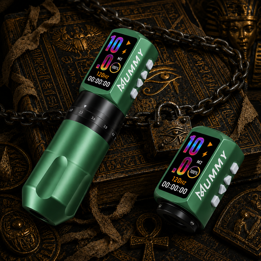 Translation missing: en.Mummy Tattoo Machine Pen with Adjustable 7 Strokes(Dual Battery)-green