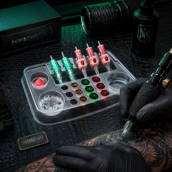 Translation missing: de.Mummy 20pcs Disposable Transparent Tattoo Ink Tray Needle Holder Rack