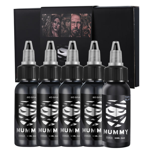 Mummy Tattoo Ink Gray Wash Set 30ML/1oz(5 PCS）
