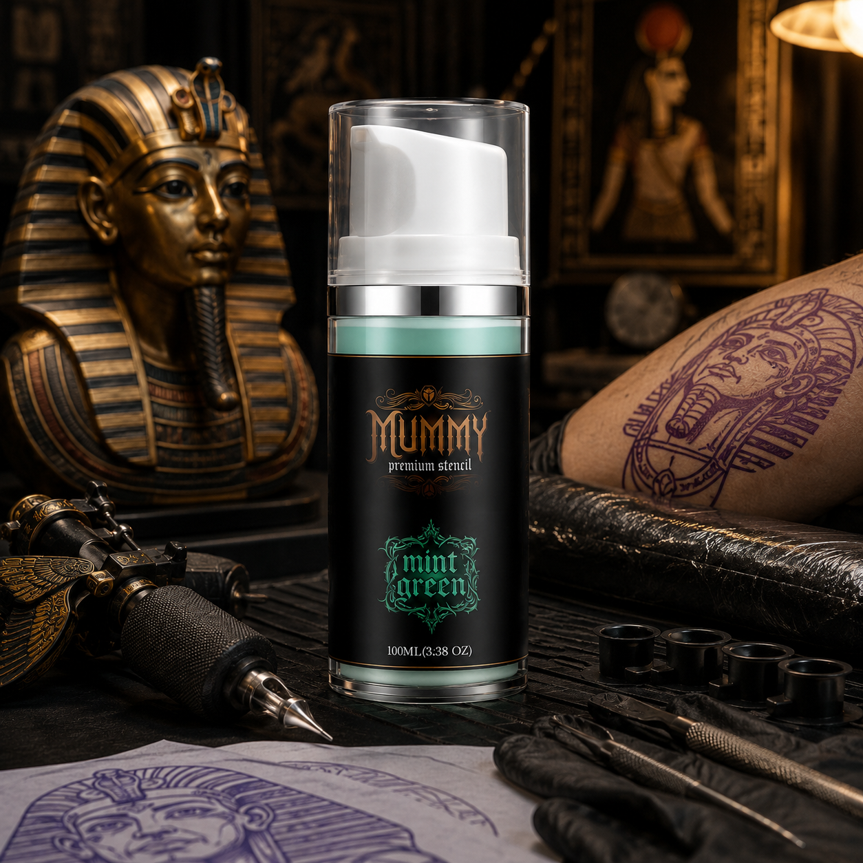 Translation missing: en.Mummy Tattoo Premium Stencil Gel Tattoo Transfer Gel Solution(pack of 100ml/3.38oz) (mint green)