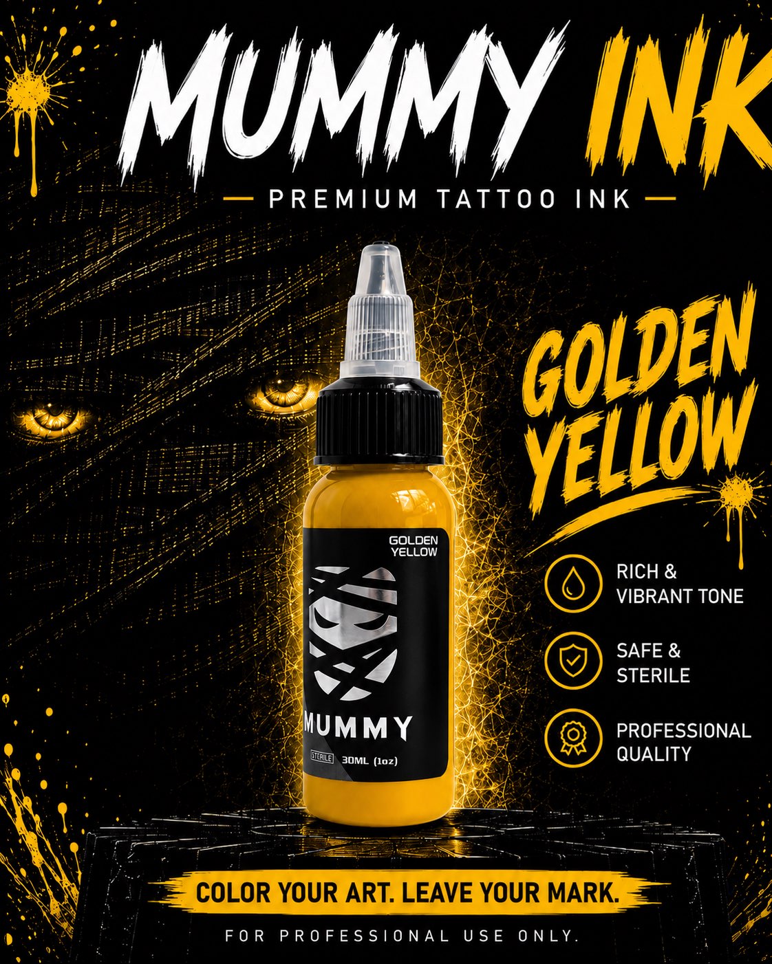 Translation missing: es.Mummy Tattoo Ink, 1oz Professional Pigment for Body Art(Golden Yellow)