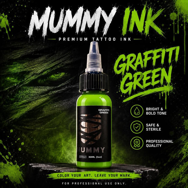 Mummy USA Custom Tattoo Ink Color Set 1 oz(Graffiti Green)