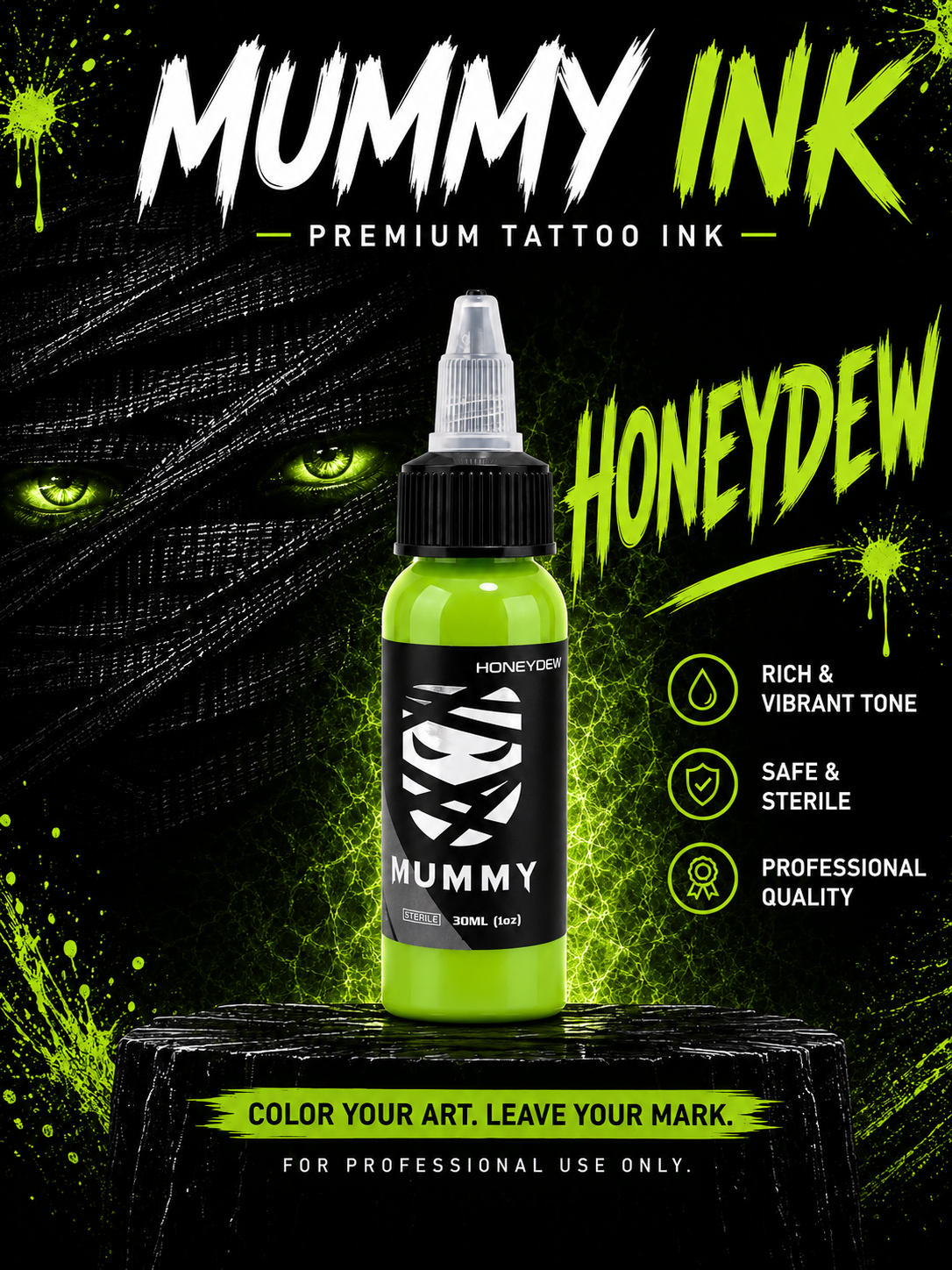 Translation missing: es.Mummy Tattoo Ink, 1oz Professional Pigment for Body Art(Honeydew)