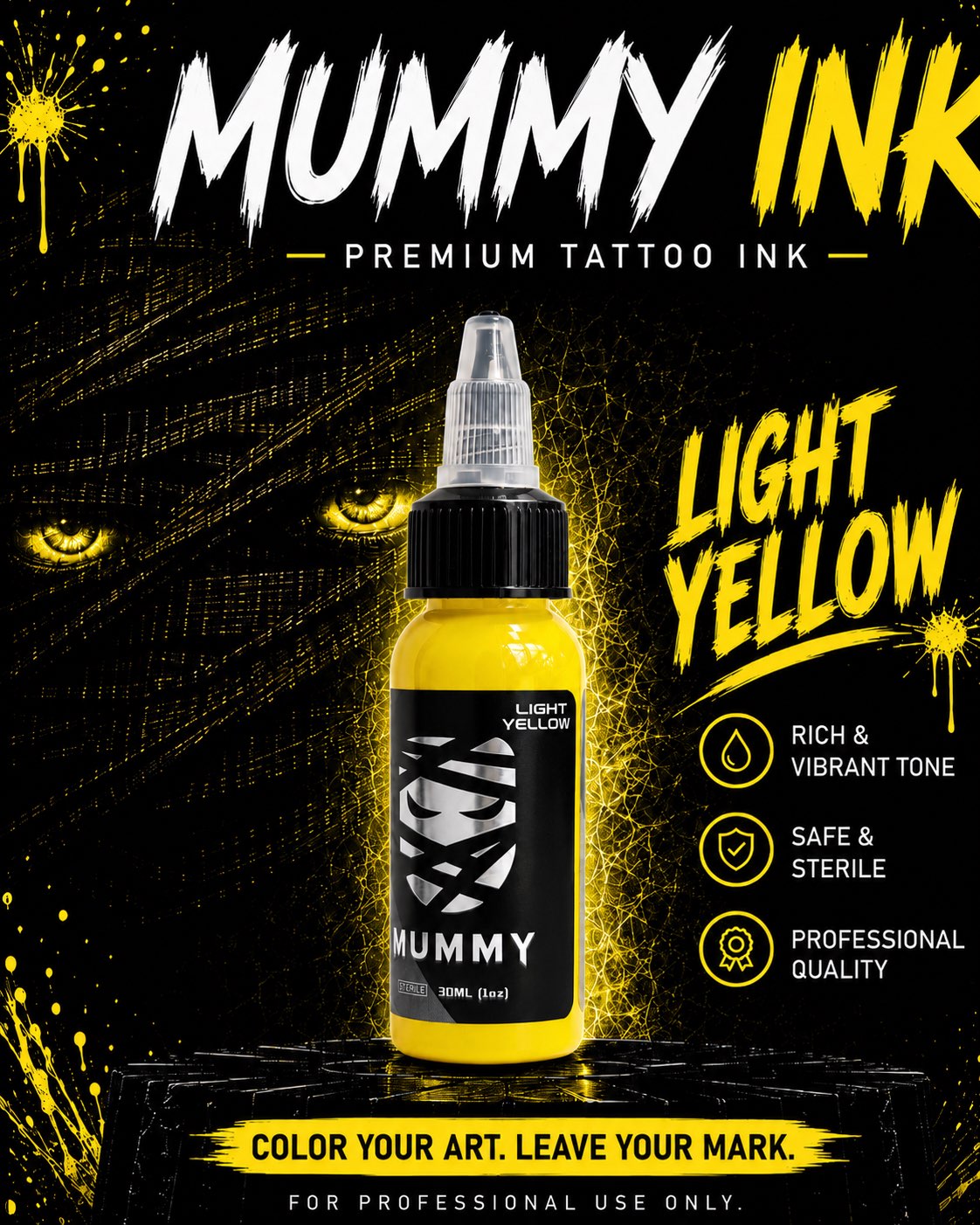 Translation missing: es.Mummy Tattoo Ink, 1oz Professional Pigment for Body Art(Llight Yellow)