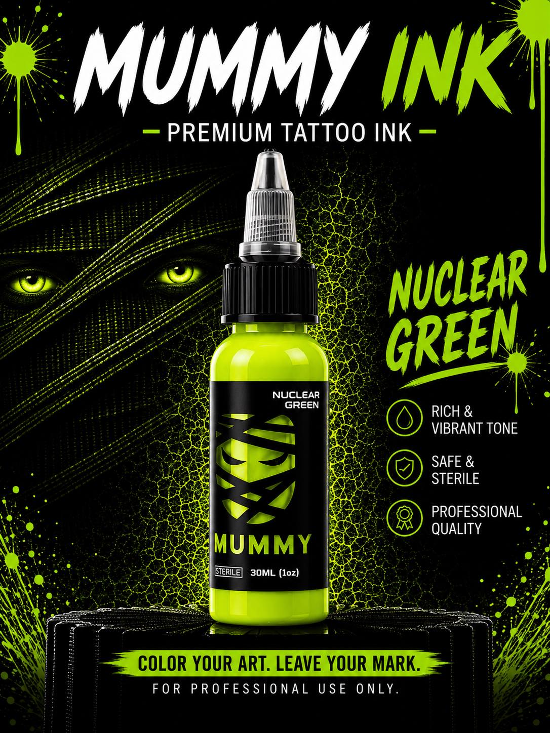 Translation missing: en.Mummy USA Custom Tattoo Ink Color Set 1 oz(Nuclear Green)