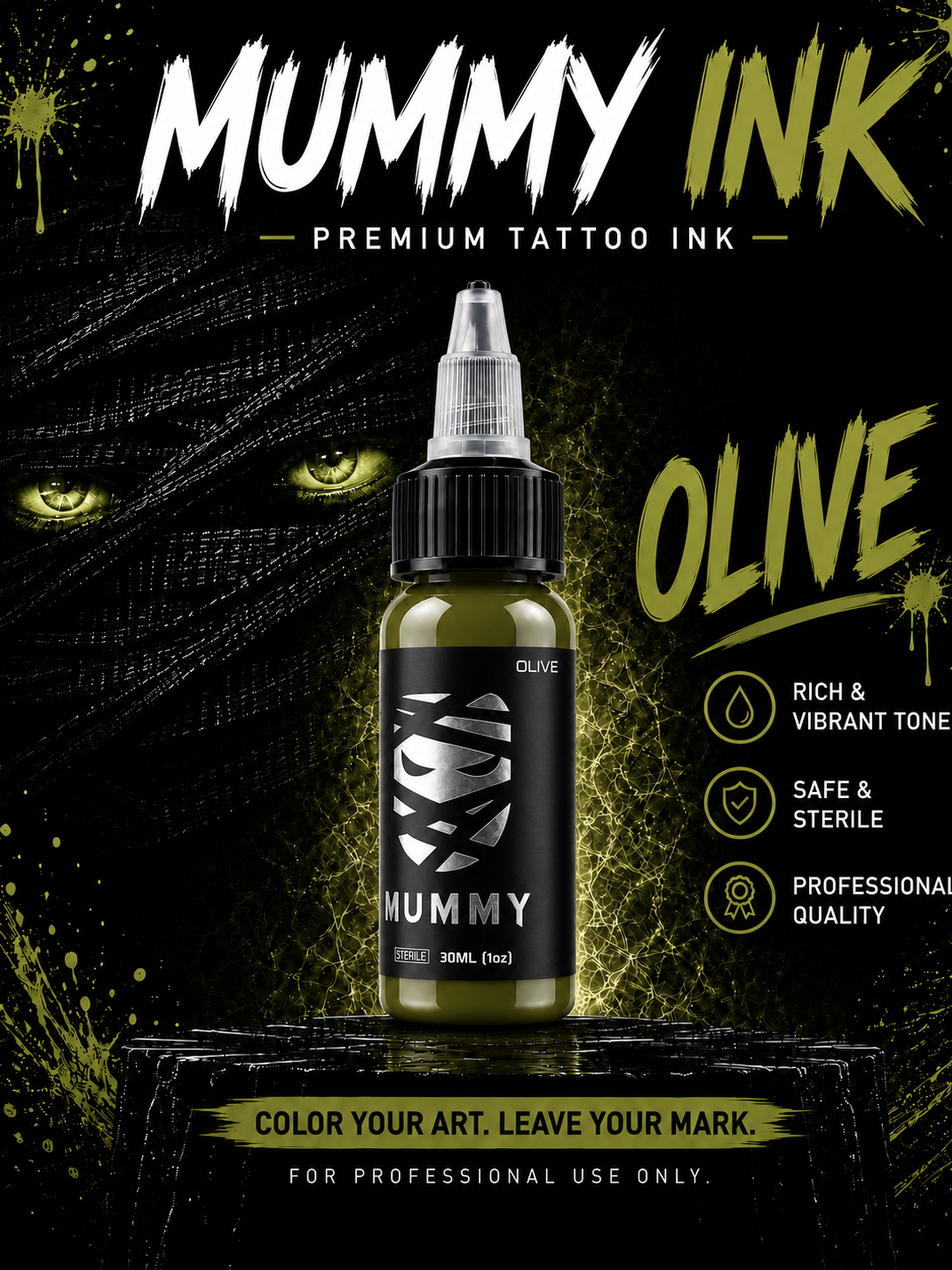 Translation missing: es.Mummy Tattoo Ink, 1oz Professional Pigment for Body Art(Olive)